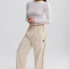 Water-Repellent Wide-Leg Track Pants in Marble