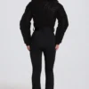 Waterproof Belted Layered Ski Suit in Black Leopard