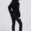 Waterproof Belted Layered Ski Suit in Black Leopard