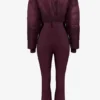Waterproof Belted Layered Ski Suit in Burgundy