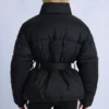 Waterproof Belted Oversized Ski Jacket in Black