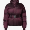 Waterproof Belted Oversized Ski Jacket in Burgundy