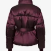 Waterproof Belted Oversized Ski Jacket in Burgundy