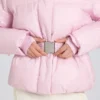 Waterproof Belted Oversized Ski Jacket in Powder Pink