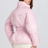 Waterproof Belted Oversized Ski Jacket in Powder Pink