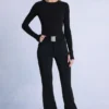 Waterproof Belted Ski Salopettes in Black