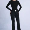Waterproof Belted Ski Salopettes in Black