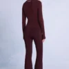 Waterproof Belted Ski Salopettes in Burgundy