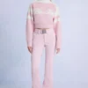 Waterproof Belted Ski Salopettes in Powder Pink