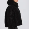 Waterproof Cropped Oversized Ski Jacket in Black Leopard