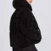 Waterproof Cropped Oversized Ski Jacket in Black Leopard