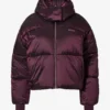 Waterproof Cropped Oversized Ski Jacket in Burgundy