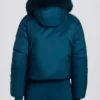Waterproof Faux-Fur Hood Cropped Ski Jacket in Teal