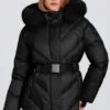 Waterproof Faux-Fur Hood Ski Jacket in Black