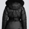 Waterproof Faux-Fur Hood Ski Jacket in Black