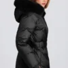 Waterproof Faux-Fur Hood Ski Jacket in Black