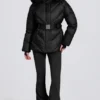 Waterproof Faux-Fur Hood Ski Jacket in Black