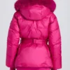 Waterproof Faux-Fur Hood Ski Jacket in Magenta Pink
