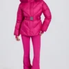 Waterproof Faux-Fur Hood Ski Jacket in Magenta Pink
