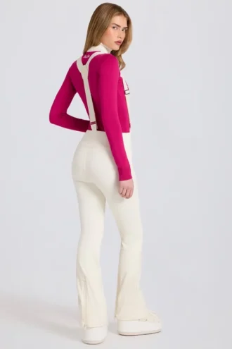 Waterproof High-Rise Salopettes with Suspenders in Ice