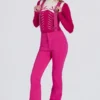 Waterproof High-Rise Salopettes with Suspenders in Magenta Pink