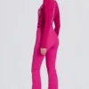 Waterproof High-Rise Salopettes with Suspenders in Magenta Pink