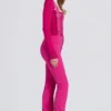 Waterproof High-Rise Salopettes with Suspenders in Magenta Pink