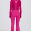 Waterproof High-Rise Salopettes with Suspenders in Magenta Pink
