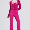 Waterproof High-Rise Salopettes with Suspenders in Magenta Pink