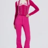 Waterproof High-Rise Salopettes with Suspenders in Magenta Pink