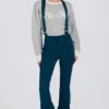 Waterproof High-Rise Salopettes with Suspenders in Teal
