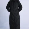 Waterproof Hooded Long Parka Coat in Black