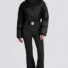 Waterproof Padded Belted Ski Suit in Black