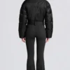 Waterproof Padded Belted Ski Suit in Black