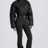 Waterproof Padded Belted Ski Suit in Black