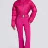 Waterproof Padded Belted Ski Suit in Magenta Pink