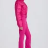 Waterproof Padded Belted Ski Suit in Magenta Pink