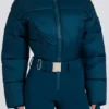 Waterproof Padded Belted Ski Suit in Teal