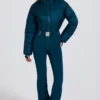 Waterproof Padded Belted Ski Suit in Teal