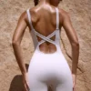 Wide Strap Unitard in Grey