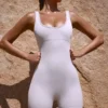 Wide Strap Unitard in Grey
