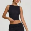 Wren High Neck Open Back Crop Top in Black
