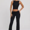 Wren High Neck Open Back Crop Top in Black