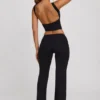 Wren High Neck Open Back Crop Top in Black