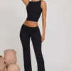 Wren High Neck Open Back Crop Top in Black