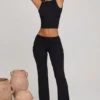 Wren High Neck Open Back Crop Top in Black