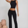 Wren High Neck Open Back Crop Top in Black