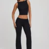 Wren High Neck Open Back Crop Top in Black