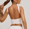 Wren High Neck Open Back Crop Top in White