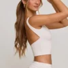 Wren High Neck Open Back Crop Top in White